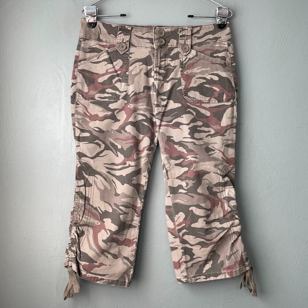 LEI Capris Size 5 Brown Camouflage Low Rise Pants Cargo Utility Y2K Gorpcore